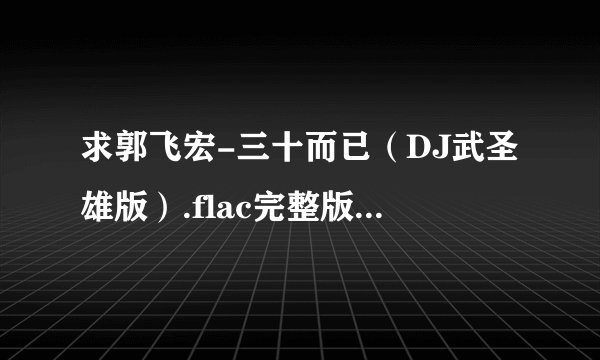 求郭飞宏-三十而已（DJ武圣雄版）.flac完整版网盘链接下载