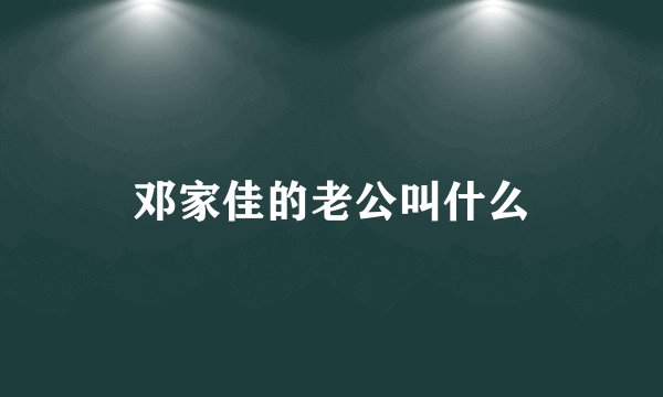 邓家佳的老公叫什么