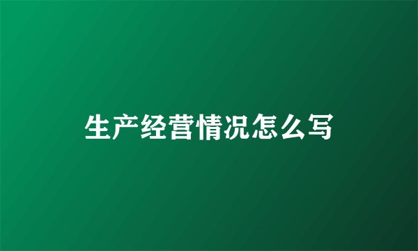 生产经营情况怎么写