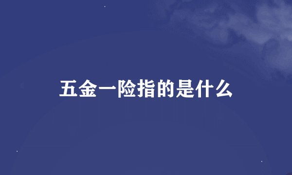 五金一险指的是什么