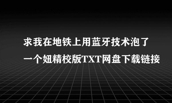 求我在地铁上用蓝牙技术泡了一个妞精校版TXT网盘下载链接