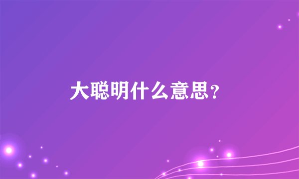 大聪明什么意思？