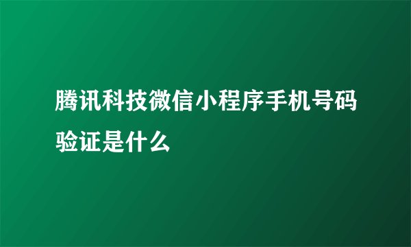 腾讯科技微信小程序手机号码验证是什么