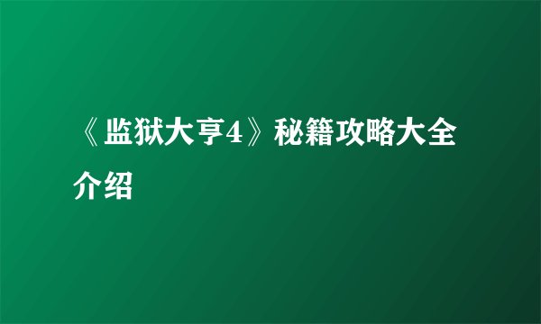 《监狱大亨4》秘籍攻略大全介绍