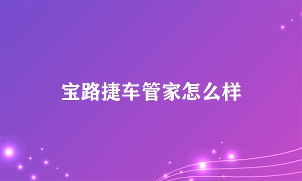 宝路捷车管家怎么样