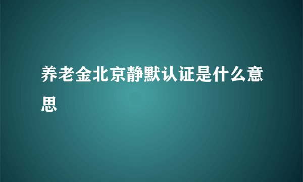 养老金北京静默认证是什么意思