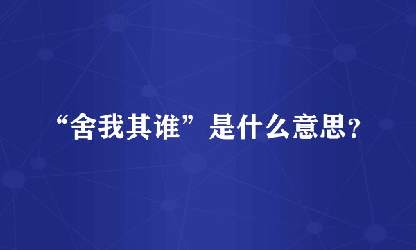 “舍我其谁”是什么意思？