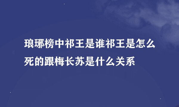琅琊榜中祁王是谁祁王是怎么死的跟梅长苏是什么关系