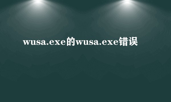 wusa.exe的wusa.exe错误