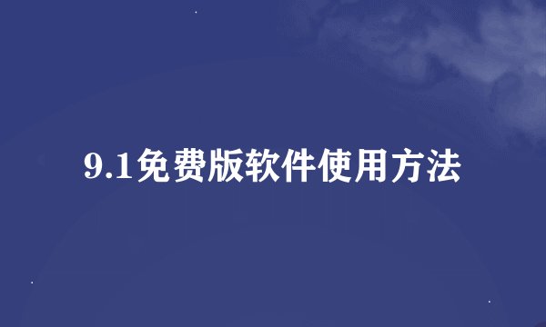 9.1免费版软件使用方法