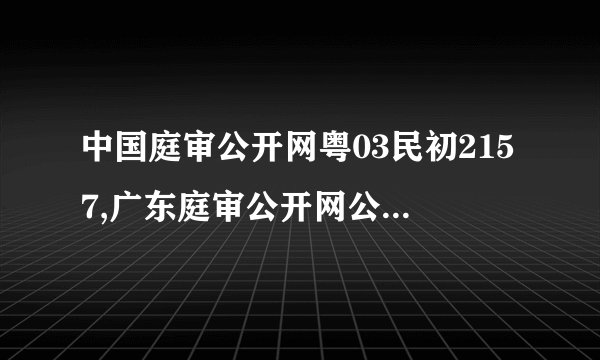 中国庭审公开网粤03民初2157,广东庭审公开网公布“粤03民初2157”案件细节