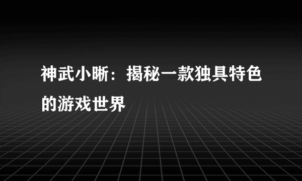 神武小晰：揭秘一款独具特色的游戏世界