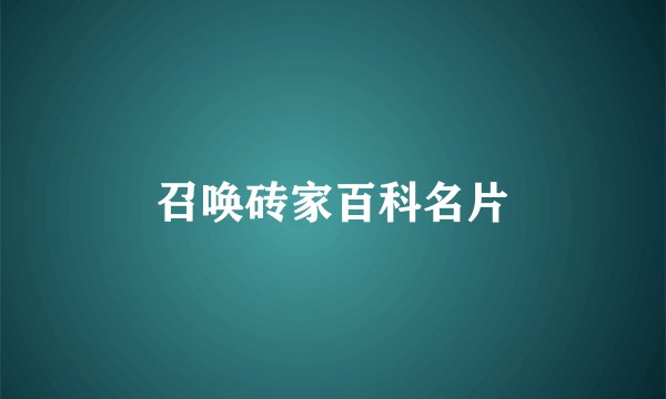 召唤砖家百科名片