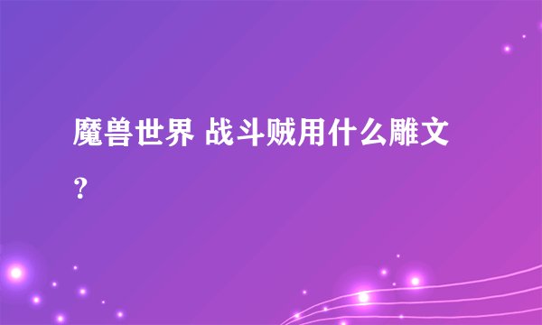 魔兽世界 战斗贼用什么雕文？