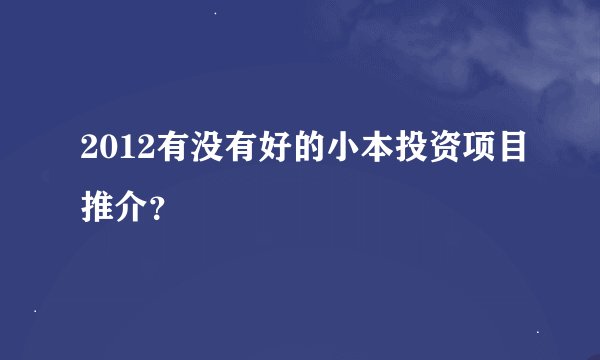 2012有没有好的小本投资项目推介？