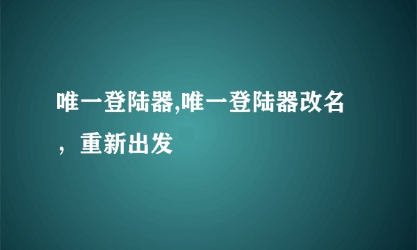 唯一登陆器,唯一登陆器改名,重新出发