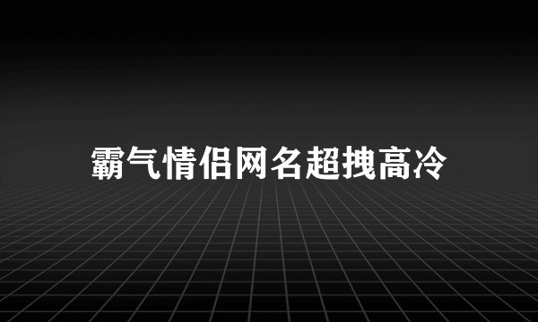 霸气情侣网名超拽高冷