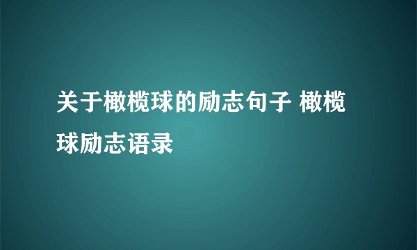 关于橄榄球的励志句子 橄榄球励志语录