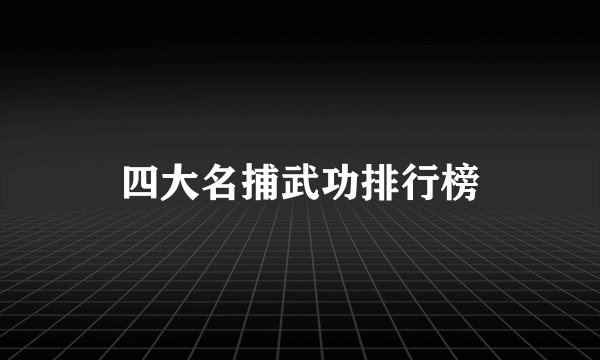 四大名捕武功排行榜