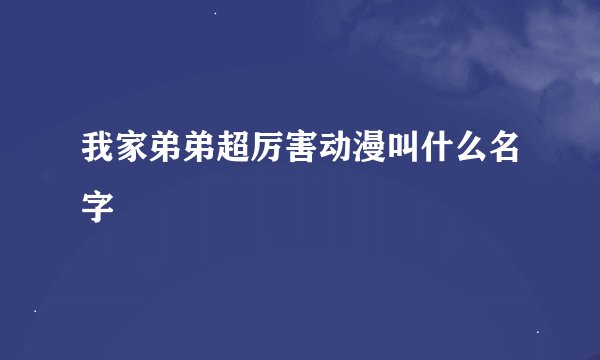 我家弟弟超厉害动漫叫什么名字