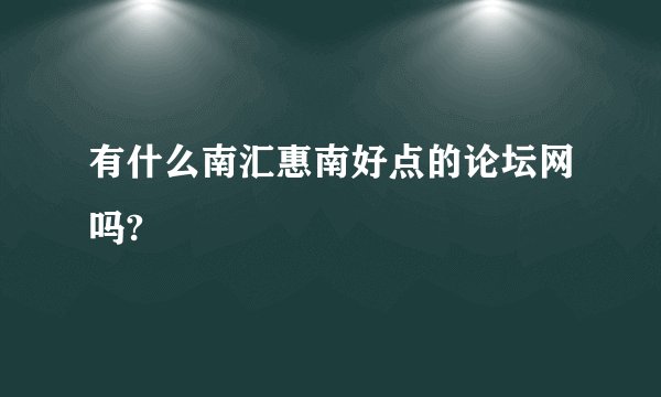有什么南汇惠南好点的论坛网吗?