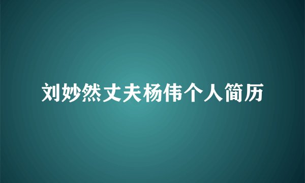 刘妙然丈夫杨伟个人简历