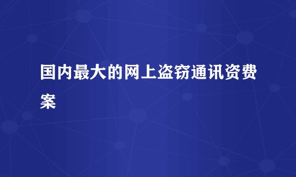 国内最大的网上盗窃通讯资费案