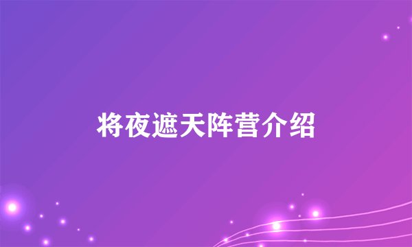 将夜遮天阵营介绍