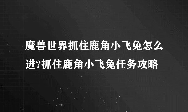 魔兽世界抓住鹿角小飞兔怎么进?抓住鹿角小飞兔任务攻略