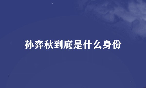 孙弈秋到底是什么身份