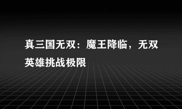 真三国无双：魔王降临，无双英雄挑战极限