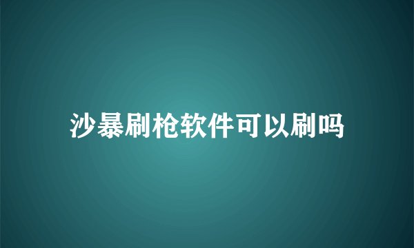 沙暴刷枪软件可以刷吗