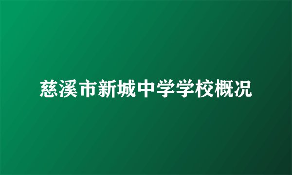 慈溪市新城中学学校概况
