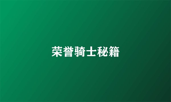 荣誉骑士秘籍