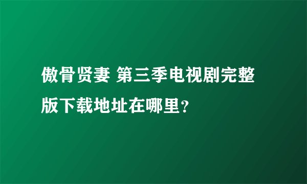 傲骨贤妻 第三季电视剧完整版下载地址在哪里？