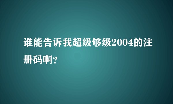 谁能告诉我超级够级2004的注册码啊？
