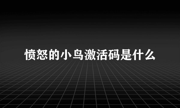 愤怒的小鸟激活码是什么