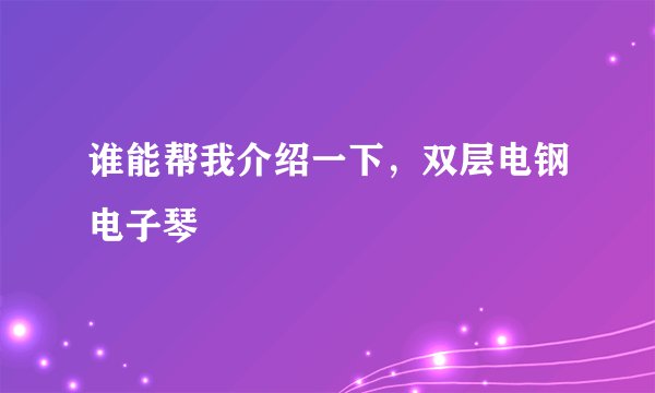 谁能帮我介绍一下，双层电钢电子琴