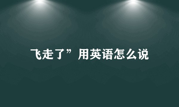 飞走了”用英语怎么说