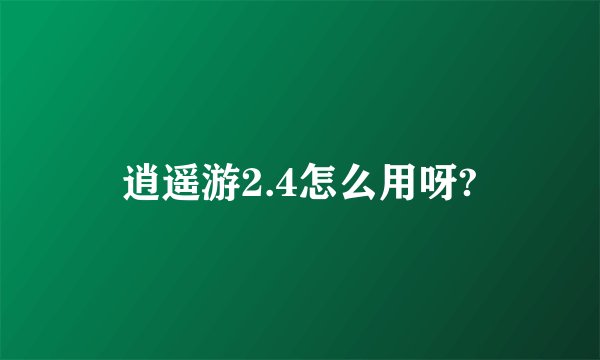 逍遥游2.4怎么用呀?