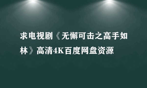 求电视剧《无懈可击之高手如林》高清4K百度网盘资源