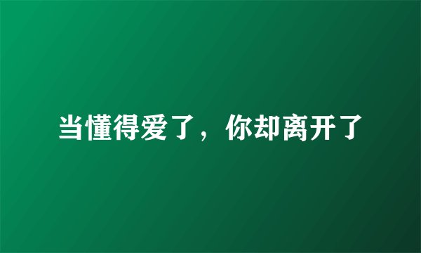 当懂得爱了，你却离开了