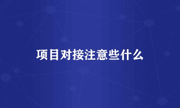 项目对接注意些什么