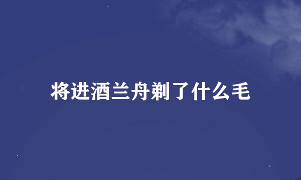 将进酒兰舟剃了什么毛