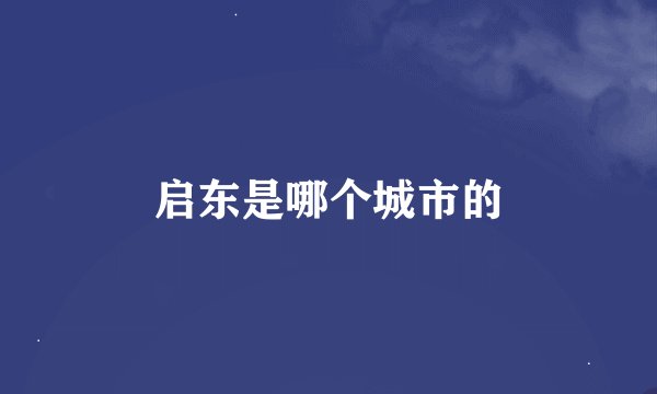启东是哪个城市的