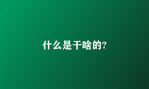 什么是干啥的?