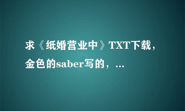 求《纸婚营业中》TXT下载,金色的saber写的,最好是百度网盘的