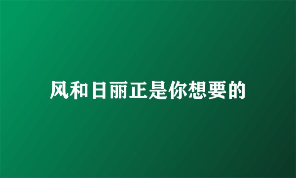 风和日丽正是你想要的