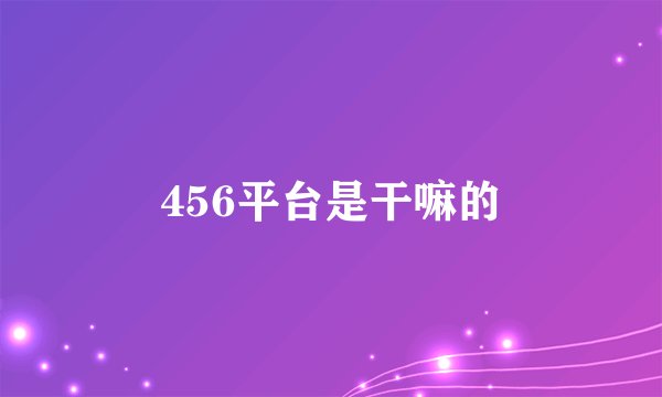456平台是干嘛的