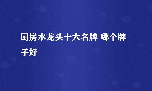厨房水龙头十大名牌 哪个牌子好